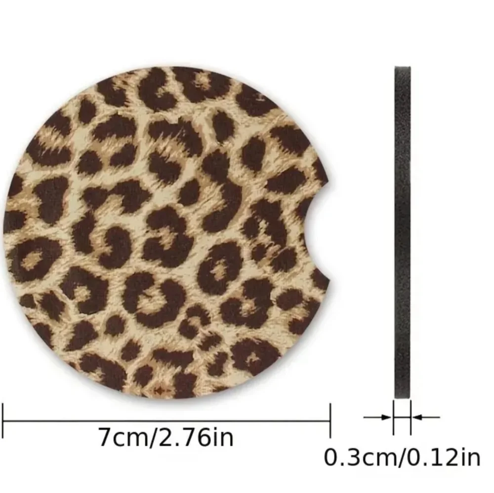 - 2 Piece Set: Leopard Print Car Coasters